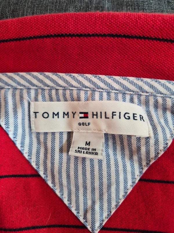 Tommy Hilfiger Golf Vintage Damen Polo-Shirt gestreift – Rot/Navy – Gr. M – Makellos