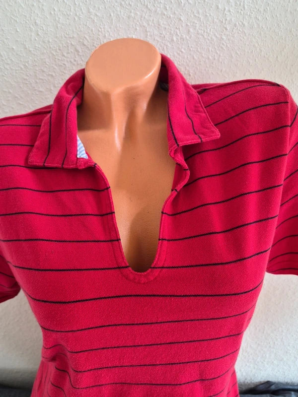 Tommy Hilfiger Golf Vintage Damen Polo-Shirt gestreift – Rot/Navy – Gr. M – Makellos