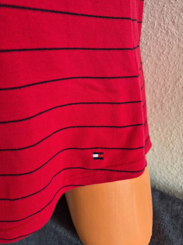 Tommy Hilfiger Golf Vintage Damen Polo-Shirt gestreift – Rot/Navy – Gr. M – Makellos