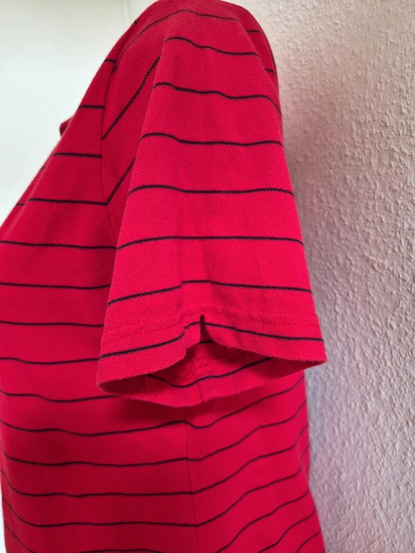 Tommy Hilfiger Golf Vintage Damen Polo-Shirt gestreift – Rot/Navy – Gr. M – Makellos
