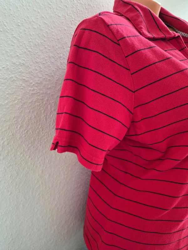 Tommy Hilfiger Golf Vintage Damen Polo-Shirt gestreift – Rot/Navy – Gr. M – Makellos
