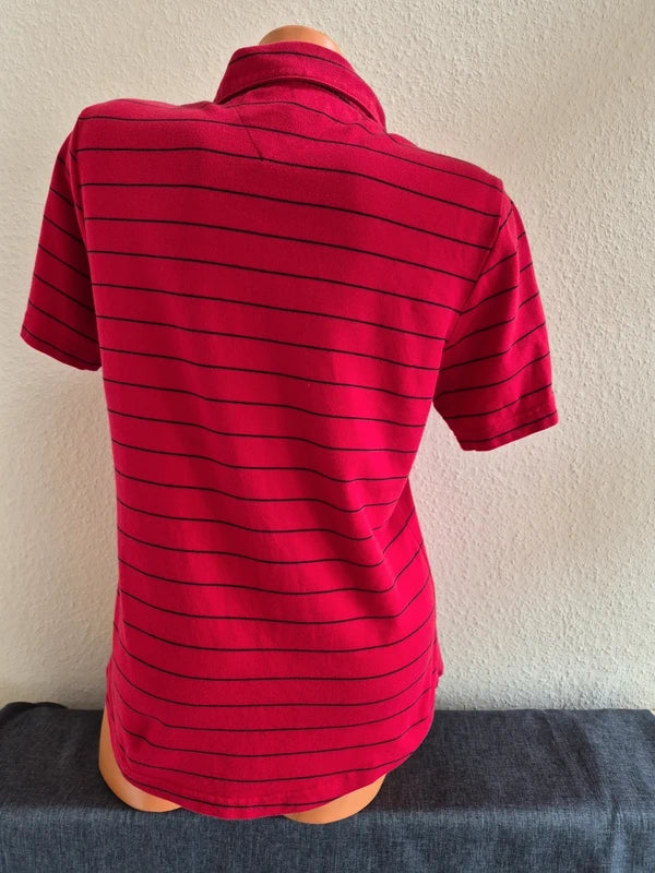 Tommy Hilfiger Golf Vintage Damen Polo-Shirt gestreift – Rot/Navy – Gr. M – Makellos