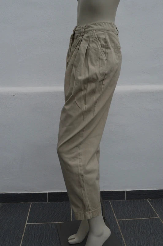 ASOS DESIGN Petite Damen High-Waist Bundfaltenhose in Beige – Gr. 36