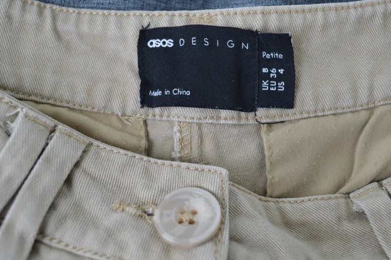 ASOS DESIGN Petite Damen High-Waist Bundfaltenhose in Beige – Gr. 36