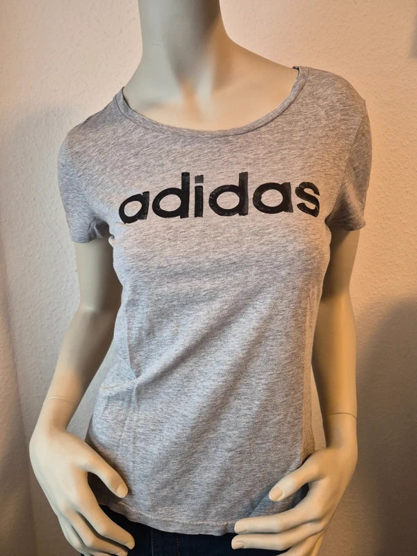 Adidas Damen Linear Logo T-Shirt in Grau Meliert – Gr. S