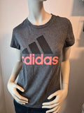 Adidas Damen Logo T-Shirt in Grau MeliertKoralle – ca. Gr. SM