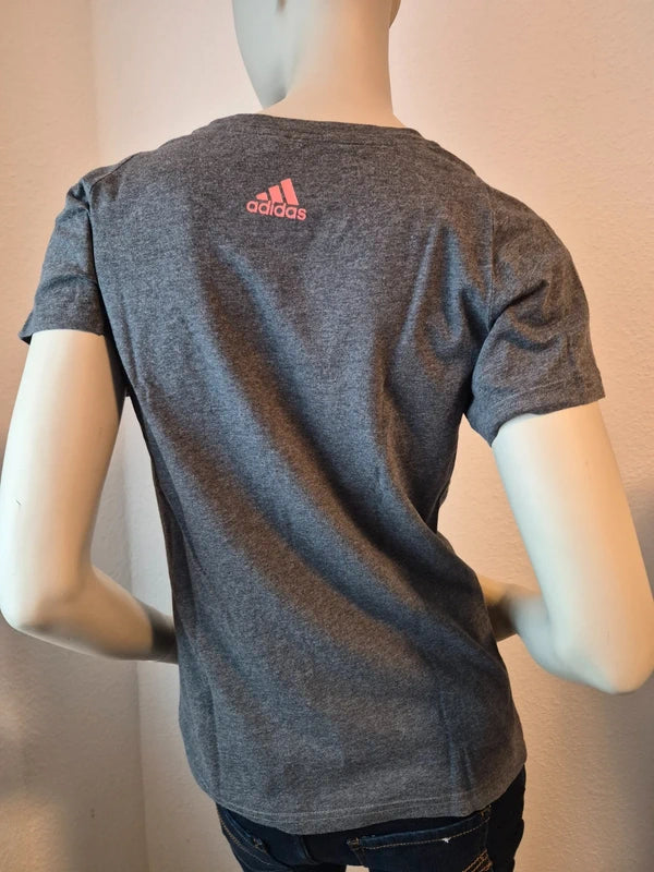 Adidas Damen Logo T-Shirt in Grau MeliertKoralle – ca. Gr. SM