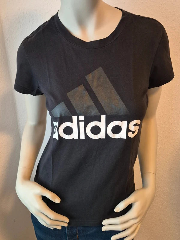 Adidas Damen Logo T-Shirt in SchwarzDunkelgrau – Gr. S