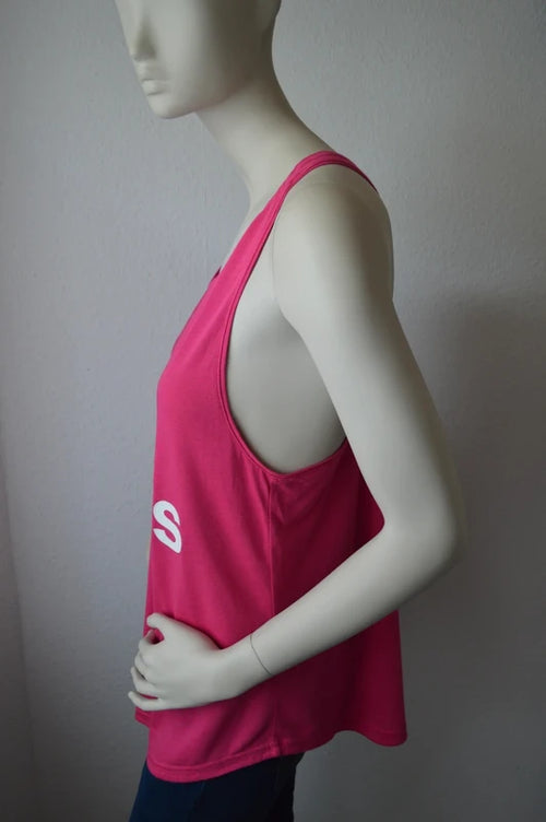 Adidas Damen Racerback Tank Top – Pink mit Logo-Print – Gr. L (Sehr guter Zustand)