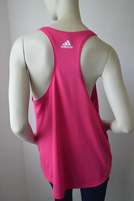 Adidas Damen Racerback Tank Top – Pink mit Logo-Print – Gr. L (Sehr guter Zustand)