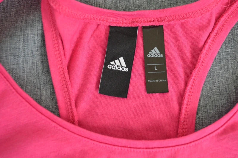 Adidas Damen Racerback Tank Top – Pink mit Logo-Print – Gr. L (Sehr guter Zustand)