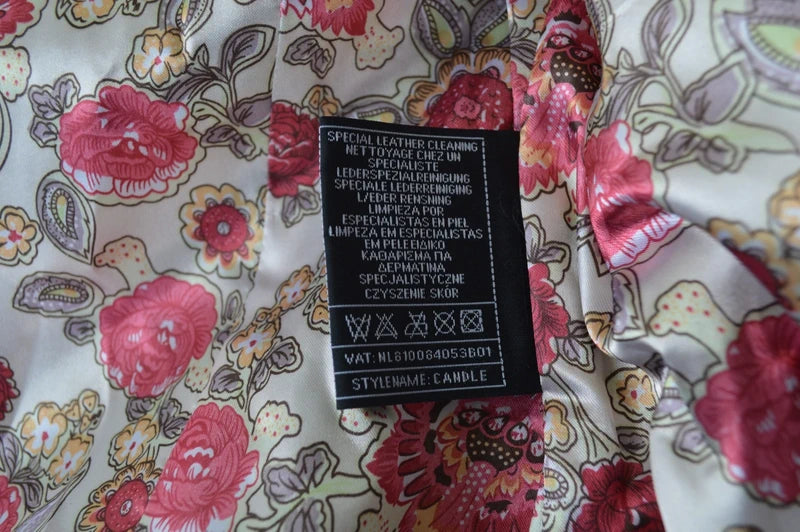 Authentic Clothing Co. Wildleder Bikerjacke „Candle“ mit Floral-Futter – Taupe/Camel – Gr. 38 – Sehr gut