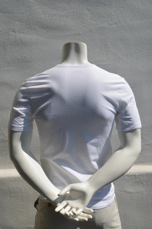 BOSS Hugo Boss Premium V-Neck T-Shirt in Weiß mit Logo-Stick – Gr. S (S/M)