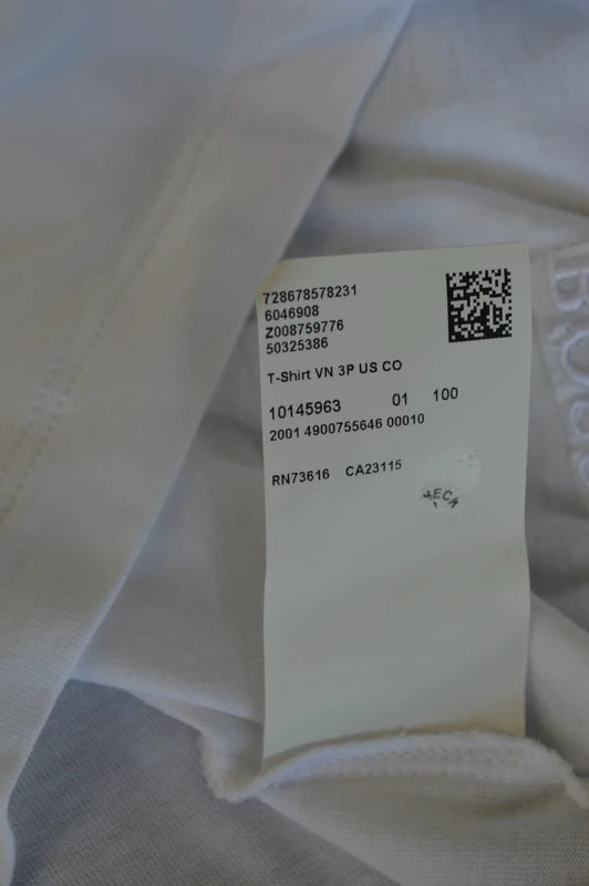 BOSS Hugo Boss Premium V-Neck T-Shirt in Weiß mit Logo-Stick – Gr. S (S/M)