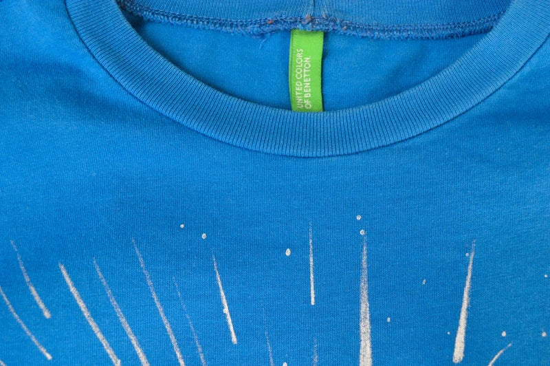 Benetton Damen Langarmshirt "Explore Your Mind" in Azurblau – Gr. S (geschätzt)