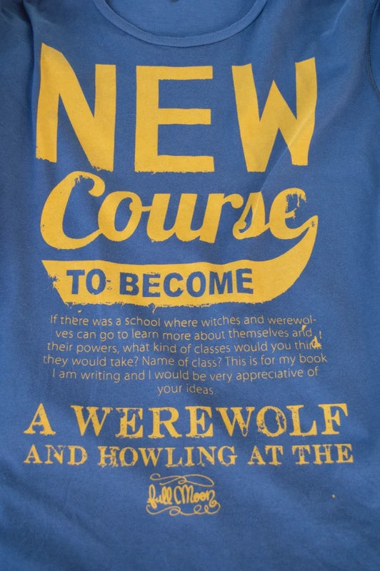 Benetton Graphic T-Shirt Werewolf & Full Moon in Navy Blau – Gr. XXL (fällt aus wie XL)