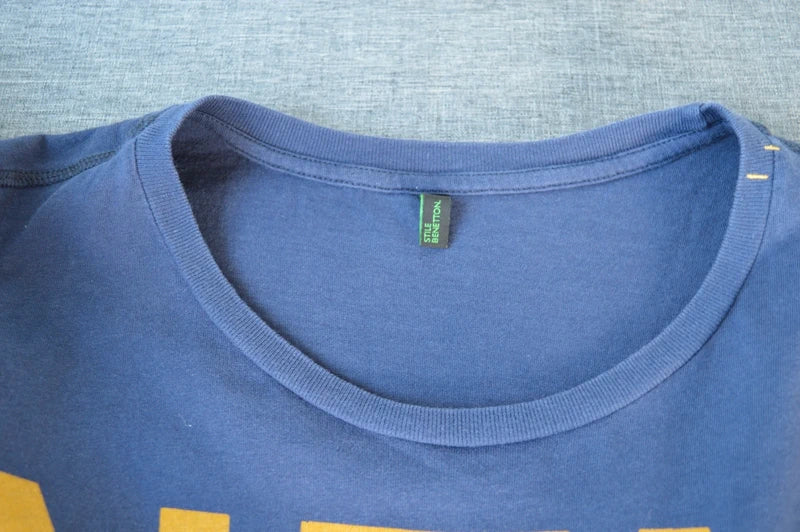 Benetton Graphic T-Shirt Werewolf & Full Moon in Navy Blau – Gr. XXL (fällt aus wie XL)