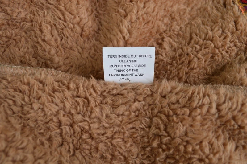 Bunter Boho Patchwork Kapuzenmantel mit Teddy-Fleece – Gr. 1XL (XL) – Sehr guter Zustand