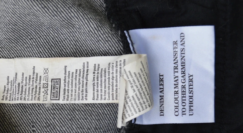 Burton Menswear 2-in-1 Hybrid-Jeansjacke mit Kapuze – Schwarz/Grau – Gr. M (Guter Zustand)