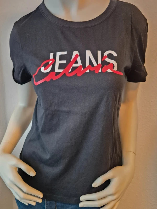 Calvin Klein Jeans Damen Logo T-Shirt in Schwarz – Gr. M