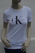 Calvin Klein Jeans Damen Monogramm T-Shirt in Weiß – Gr. S