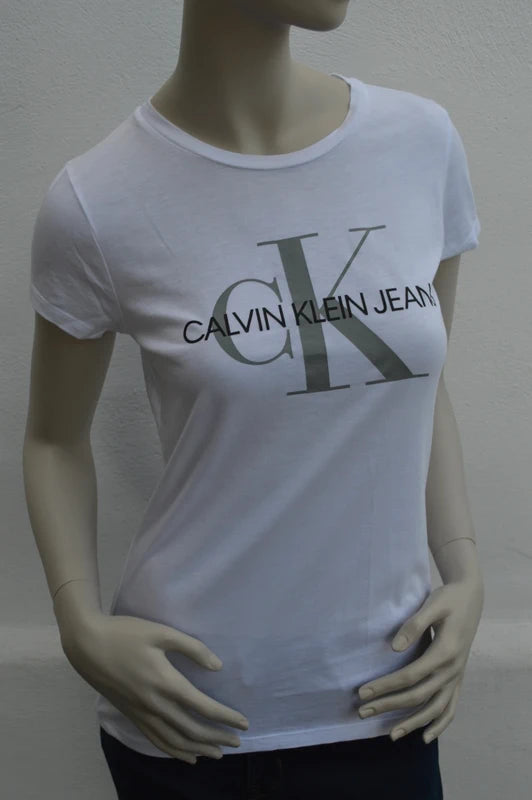 Calvin Klein Jeans Monogram Logo T-Shirt in Weiß (Super Soft) – Gr. S