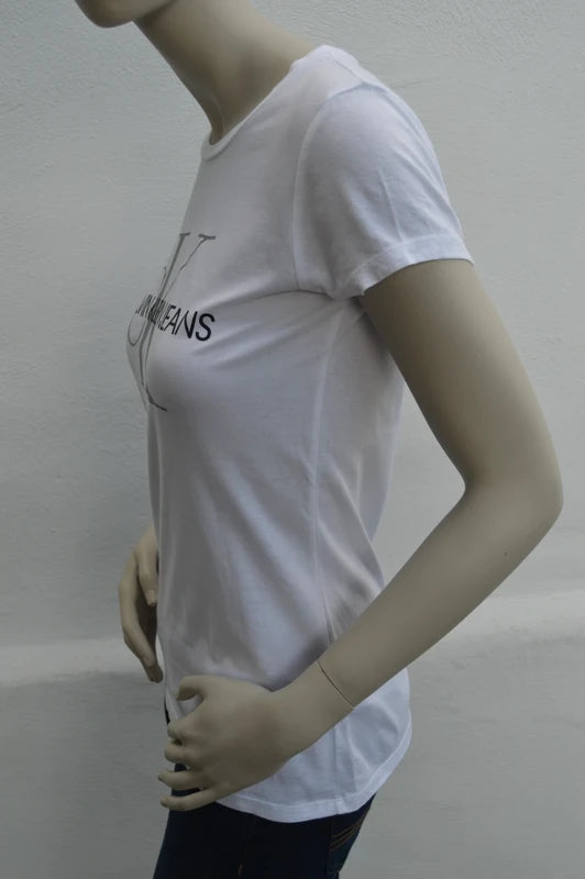 Calvin Klein Jeans Monogram Logo T-Shirt in Weiß (Super Soft) – Gr. S
