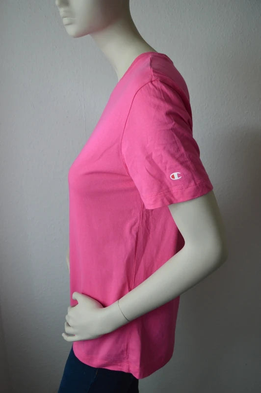 Champion Classic Script Logo T-Shirt – MagentaNeon-Pink – Gr. XL (Hervorragend)