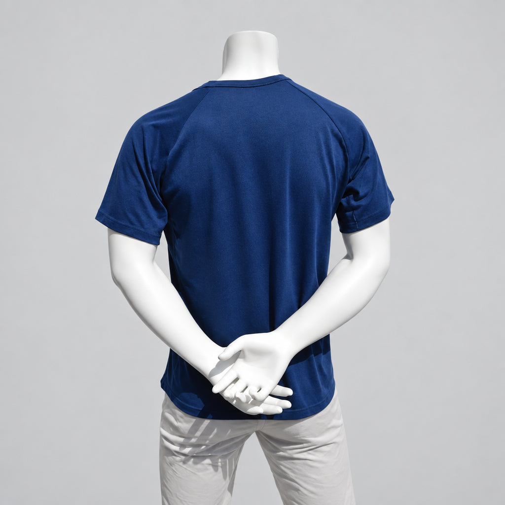 Champion Raglan Performance T-Shirt mit großem Script-Logo in Blau – Gr. XL