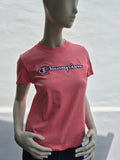 Champion – Damen T-Shirt mit Brust-Stickerei in Lachsrot / Coral – Gr. M