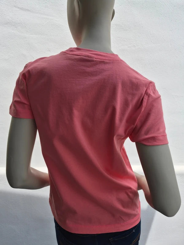 Champion – Damen T-Shirt mit Brust-Stickerei in Lachsrot / Coral – Gr. M