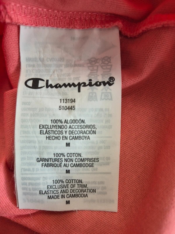 Champion – Damen T-Shirt mit Brust-Stickerei in Lachsrot / Coral – Gr. M