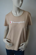 Champion – Damen T-Shirt mit Logo-Print in Beige / Sand – Gr. L