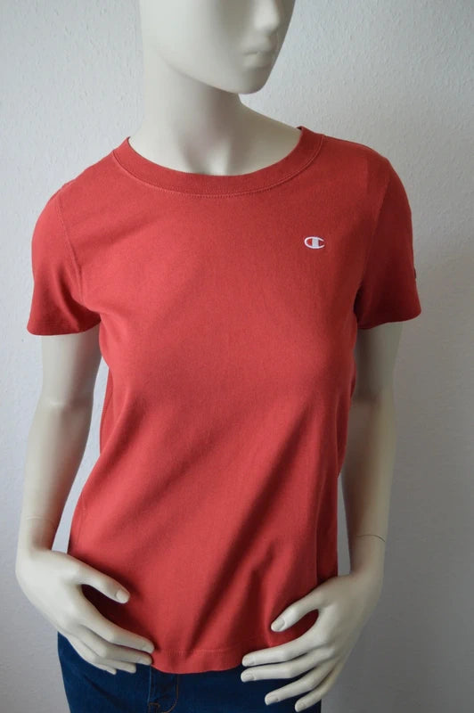 Champion – Damen T-Shirt mit kleiner Logo-Stickerei in Rostrot / Terracotta – Gr. S