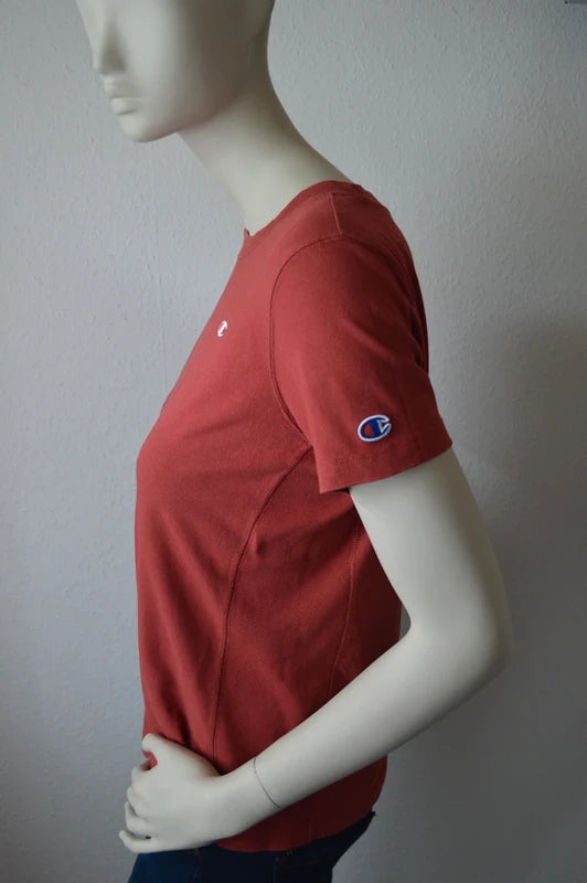 Champion – Damen T-Shirt mit kleiner Logo-Stickerei in Rostrot / Terracotta – Gr. S