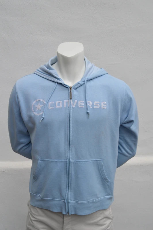 Converse Classic Logo Zip-Hoodie – Hellblau – Gr. M (Gepflegt mit Makeln)