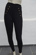 Coolcat „Bring on the Night“ High-Waist Stretchhose mit Zierknöpfen – Schwarz – Größe XS (Sehr guter Zustand)