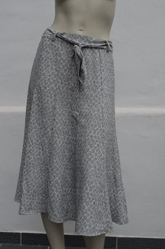 Damart Midi-Rock mit Gürtel & Schlangenmuster-Print – GrauWeiß – Gr. 40 (Sehr gut)
