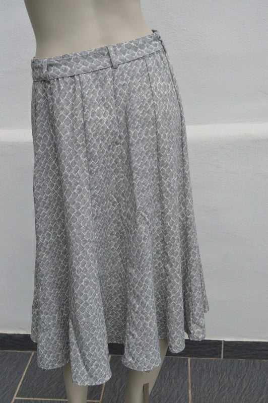 Damart Midi-Rock mit Gürtel & Schlangenmuster-Print – GrauWeiß – Gr. 40 (Sehr gut)