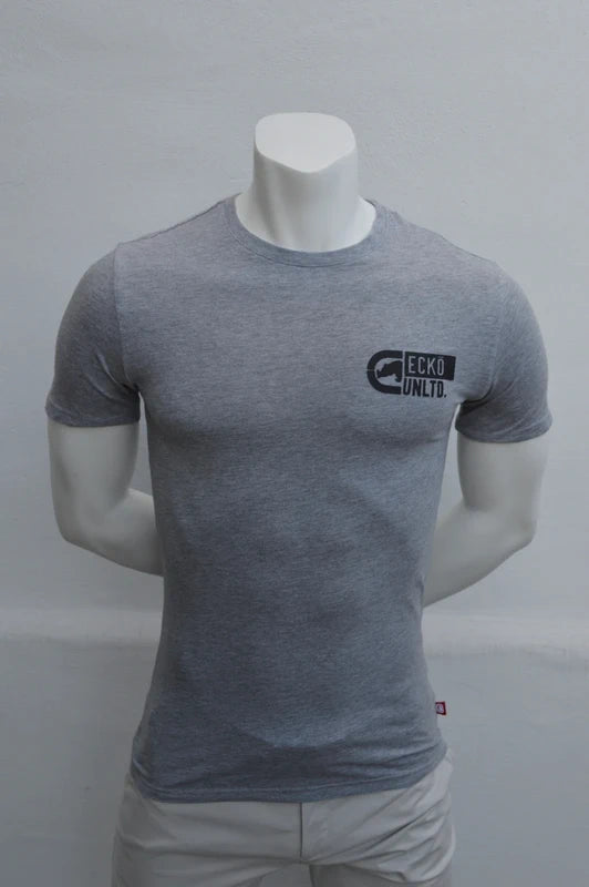 Eckō Unltd. Longline T-Shirt in Grau-Melange mit Backprint – Gr. XS