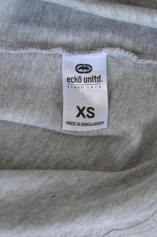 Eckō Unltd. Longline T-Shirt in Grau-Melange mit Backprint – Gr. XS