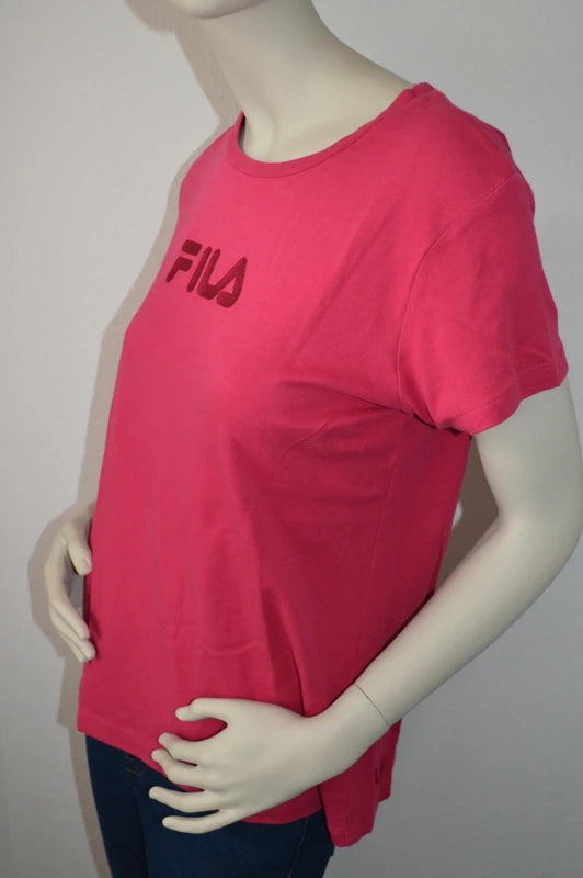 FILA – Damen T-Shirt mit Logo-Stickerei in Magenta / Beere – Gr. M (geschätzt)