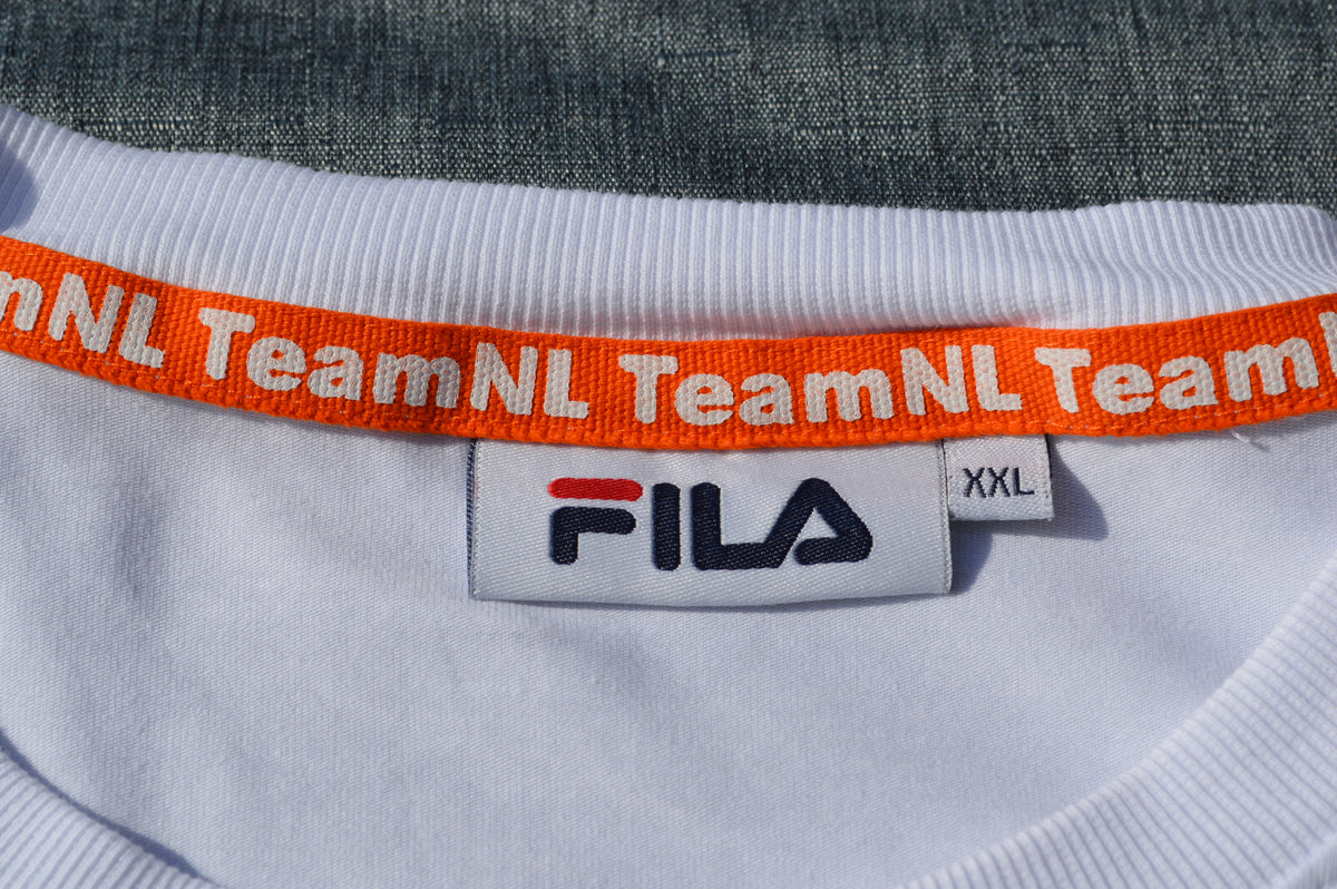 FILA x TeamNL "Paris 2024" Olympia Herren T-Shirt Weiß/Orange – Größe XXL (Boxy/Oversized)