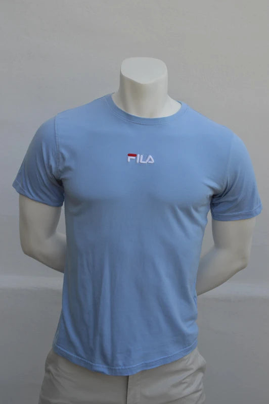 Fila Herren Logo T-Shirt – Hellblau mit Brust-Stickerei – Gr. XS