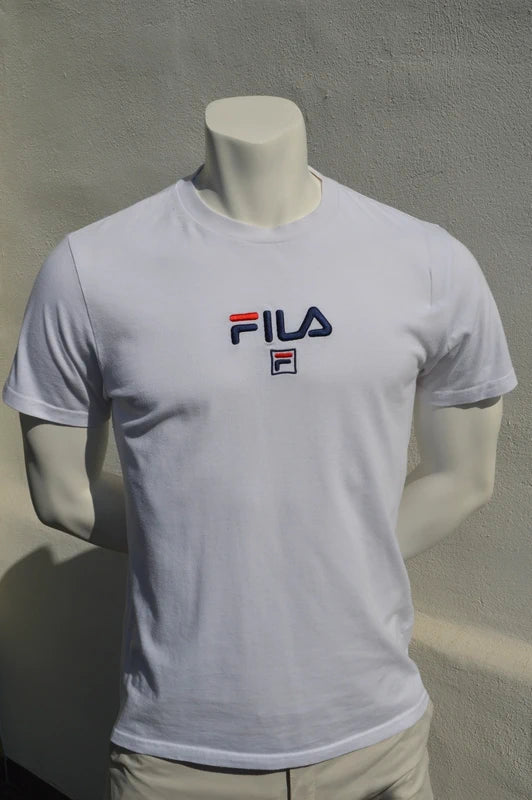 Fila Herren/Unisex Stick-Logo T-Shirt in Weiß – Gr. S