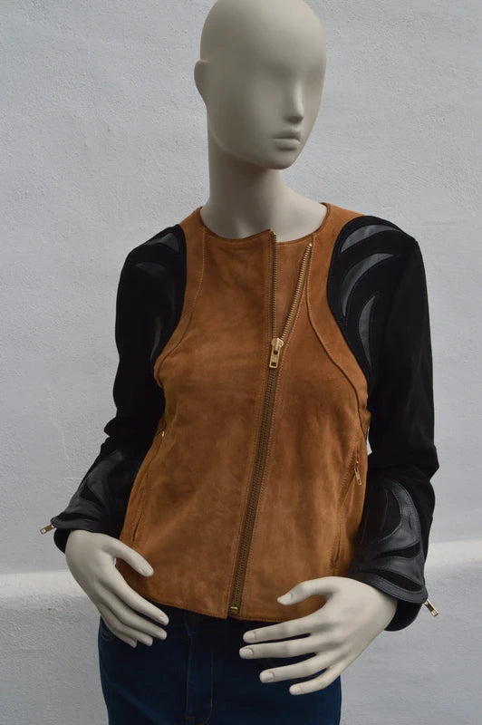 H&M Spring Collection 2014 Premium Wildlederjacke mit Leder-Applikationen – Gr. 42 (M) – Wie neu