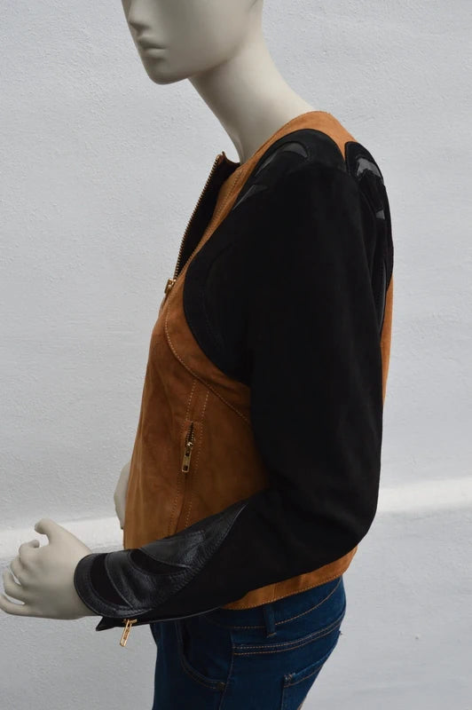 H&M Spring Collection 2014 Premium Wildlederjacke mit Leder-Applikationen – Gr. 42 (M) – Wie neu