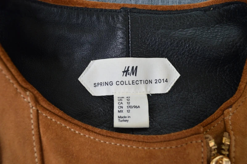 H&M Spring Collection 2014 Premium Wildlederjacke mit Leder-Applikationen – Gr. 42 (M) – Wie neu