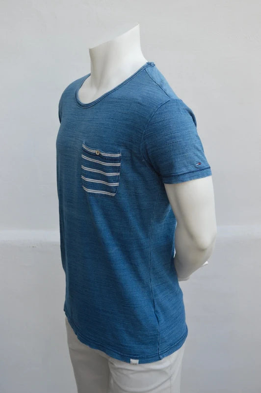 Hilfiger Denim Herren Slub-Jersey T-Shirt Blau – Größe XL (Mit kleinem Makel  Bastler-Schnäppchen)