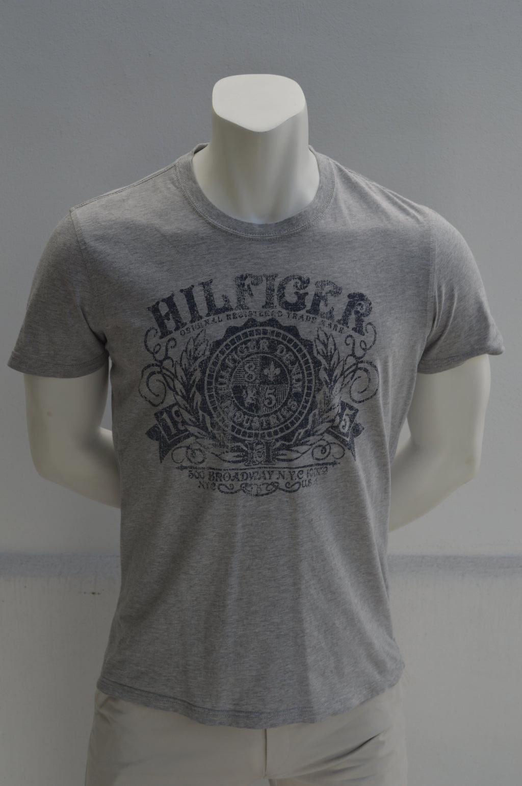 Hilfiger Denim Herren Vintage-Print T-Shirt in Grau-Meliert – Gr. XL
